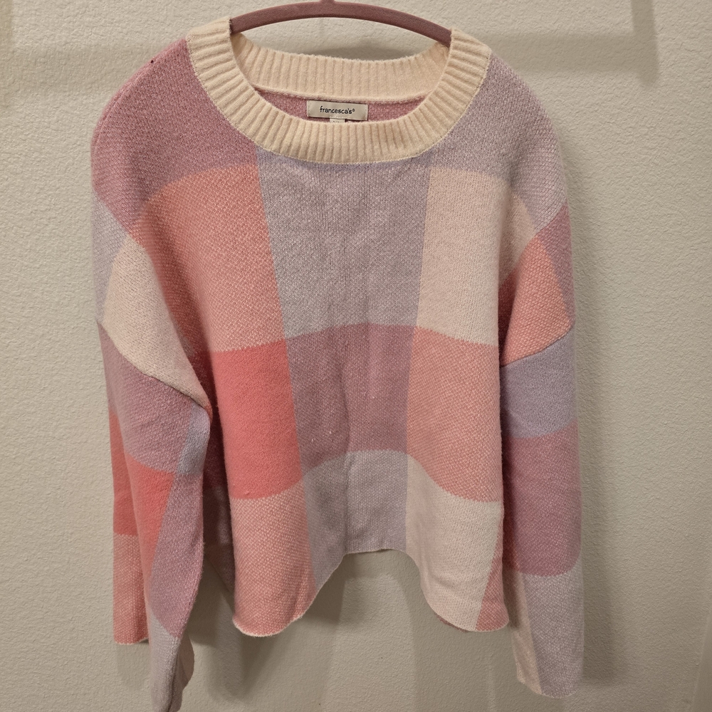 Francesca's Pink Plaid Women's Sweater